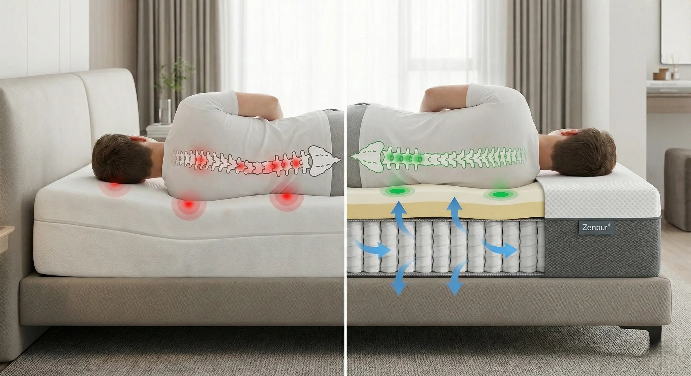 Matelas Hybride Ferme : Pourquoi est-ce le meilleur choix pour votre dos en 2026 ? ZenPur