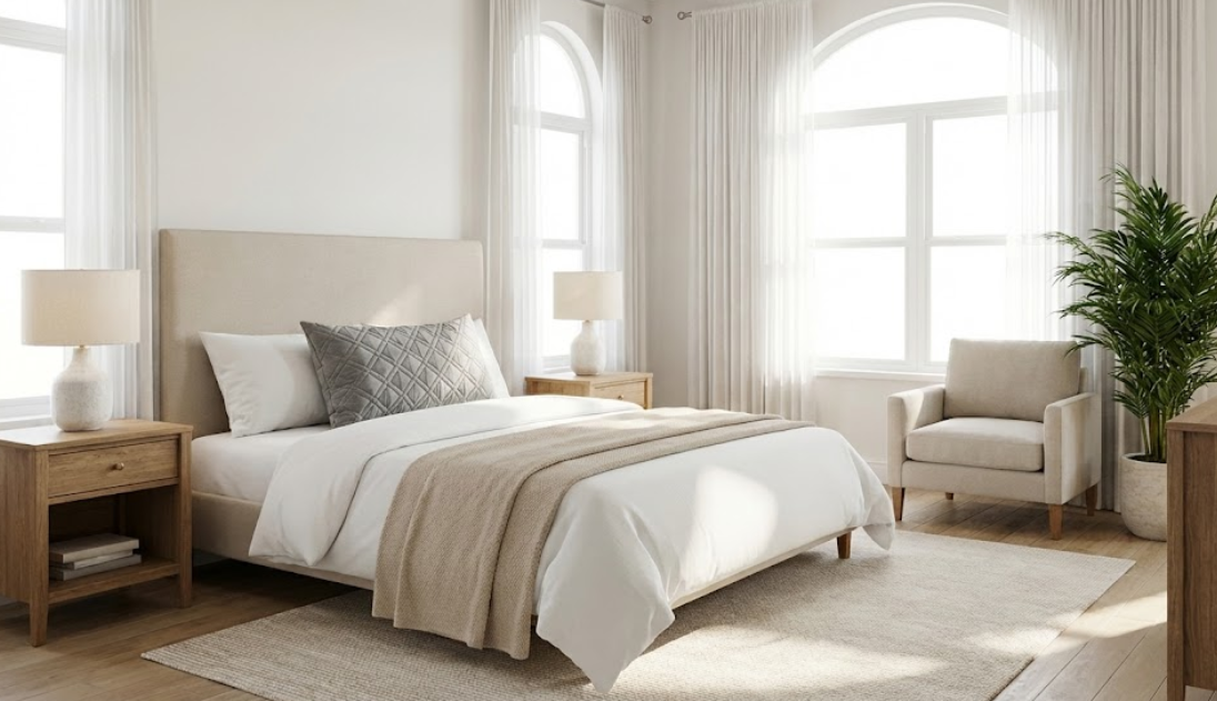 Oreiller ergonomique haut de gamme à mémoire de forme avec housse grise matelassée, présenté sur une surface en marbre sombre évoquant le luxe et le confort.