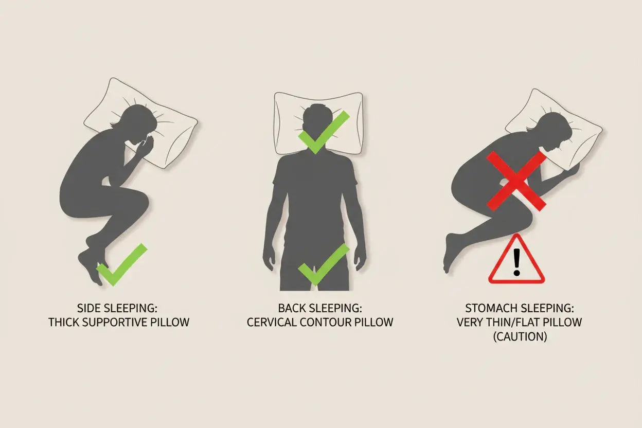 Guide pour choisir un oreiller selon sa position de sommeil (côté, dos, ventre).