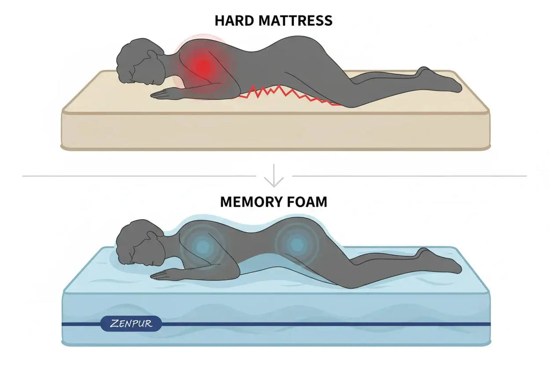 Soulagement de la douleur hanche et épaule pour dormeur sur le côté avec matelas Zenpur.