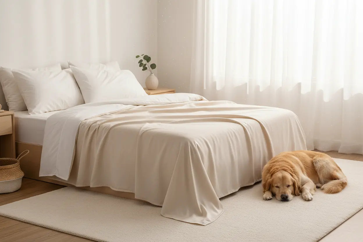 Le secret pour gérer la question de dormir avec son chien hygiene grâce au linge ZenPur