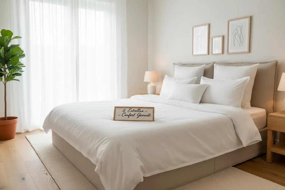 Lit douillet et accueillant dans une chambre Airbnb haut de gamme équipé par ZenPur