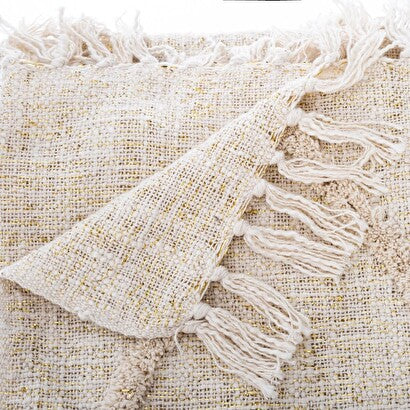 Jeté de Lit Beige en Coton Tufté Inca - 130x180 cm