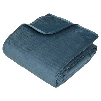 Dessus de lit et 2 taies d'oreiller Bleu Egéen Lilou - 260x240 cm