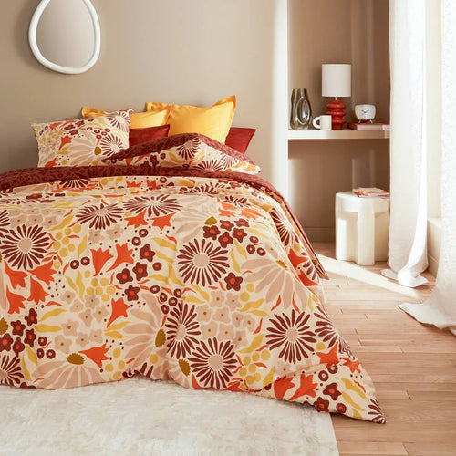 Parure de lit imprimée Marron Daisie - 240x220 cm ZenPur