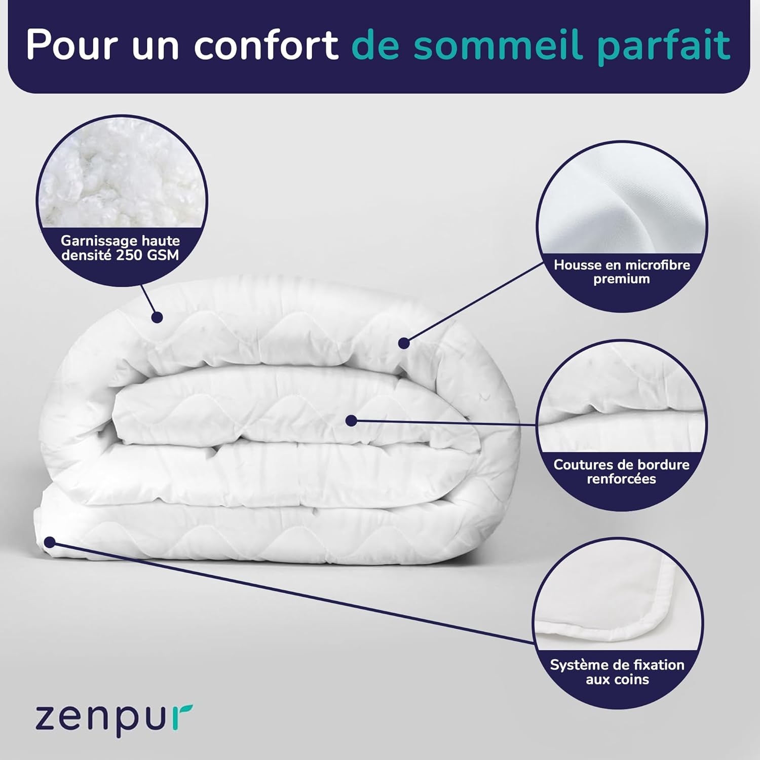 ZenPur Couette Premium - Chaleur Confortable - Fabriqué en UE, Certifié Norme Oeko-TEX 100, Alliez Qualité et Élégance! ZenPur