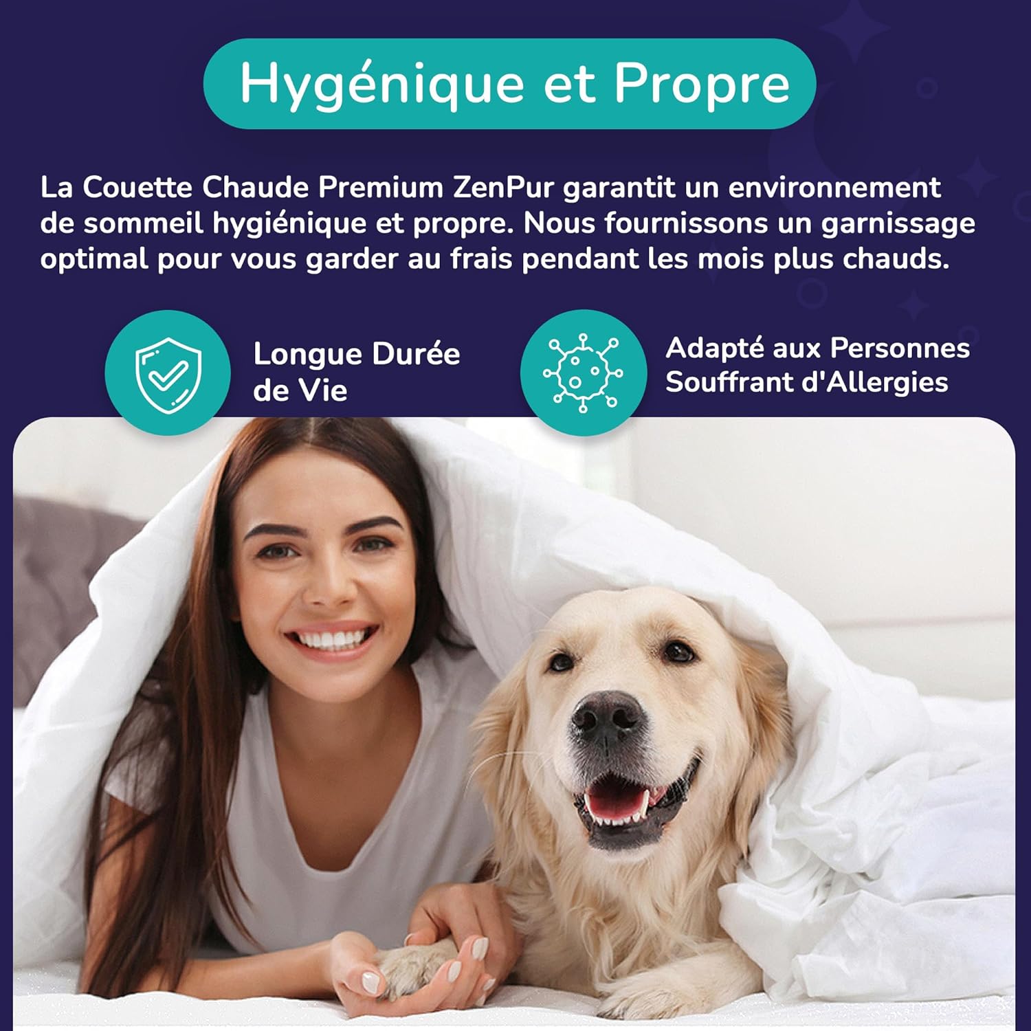 ZenPur Couette Premium - Chaleur Confortable - Fabriqué en UE, Certifié Norme Oeko-TEX 100, Alliez Qualité et Élégance! ZenPur