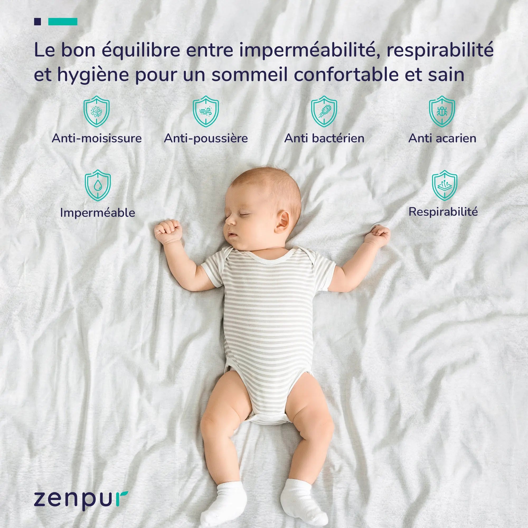 ZenPur: Protège-Matelas Imperméable et Respirant, Certifié Oeko-TEX ZenPur