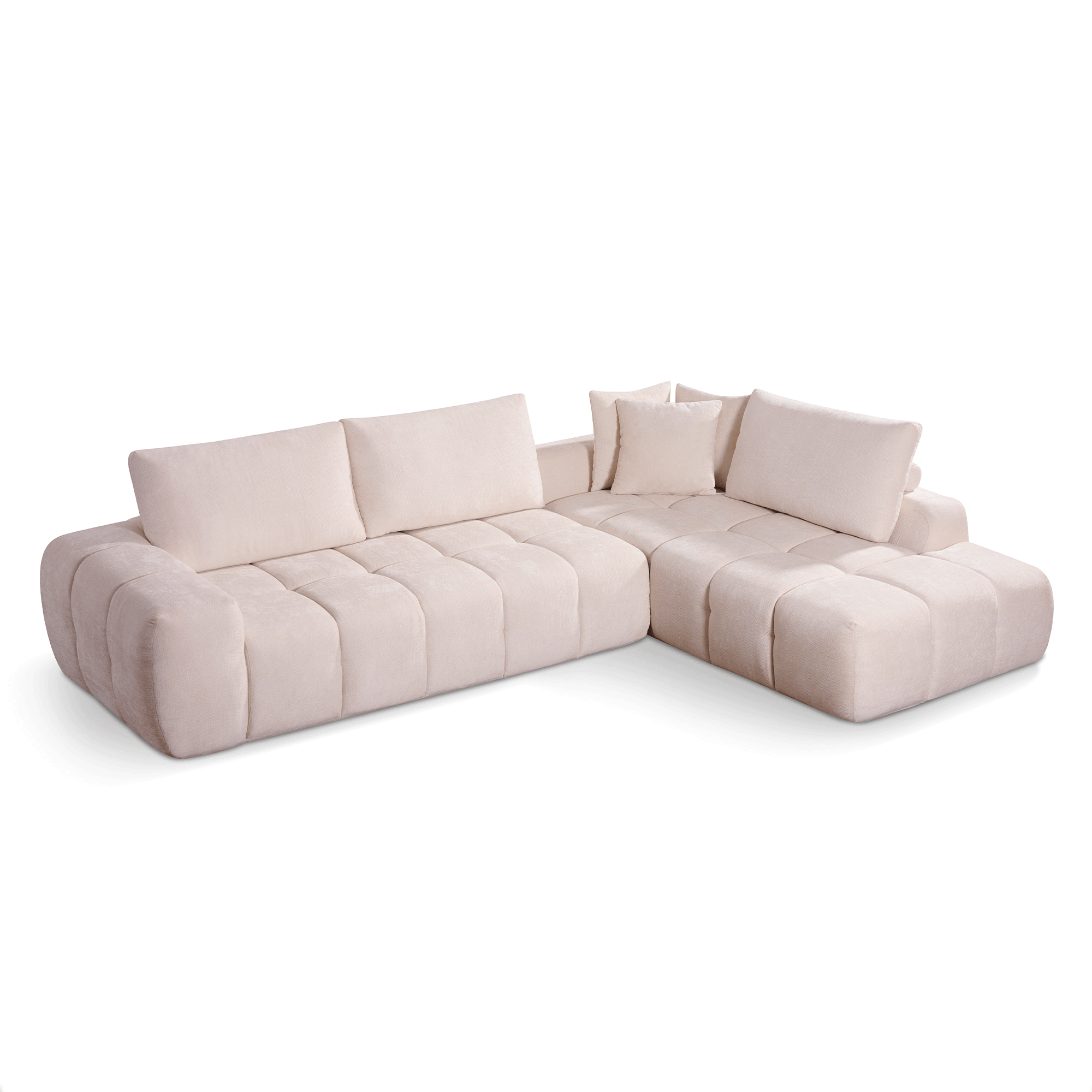 Canapé Compressé d'Angle Beige avec Méridienne Y215 - Ressorts Ensachés & Mousse Haute Densité (Copie) ZenPur
