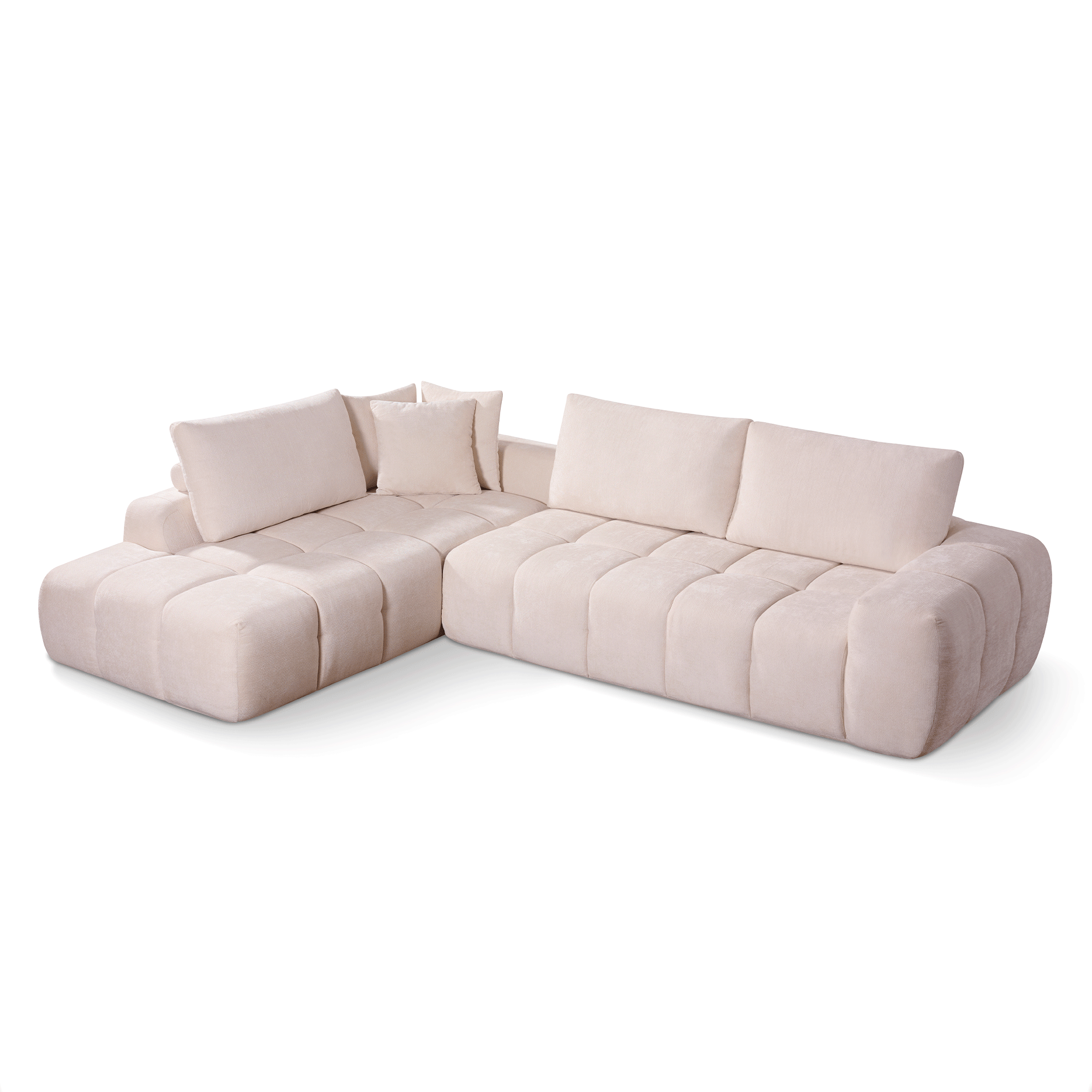 Canapé Compressé d'Angle Beige avec Méridienne Y215 - Ressorts Ensachés & Mousse Haute Densité (Copie) ZenPur