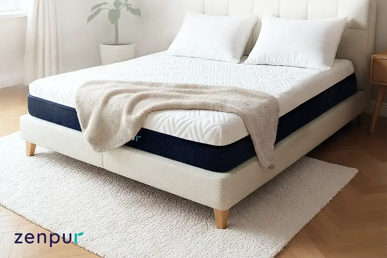 Matelas à mémoire de forme ZenPur sur lit king-size, soutien optimal et confort respirant