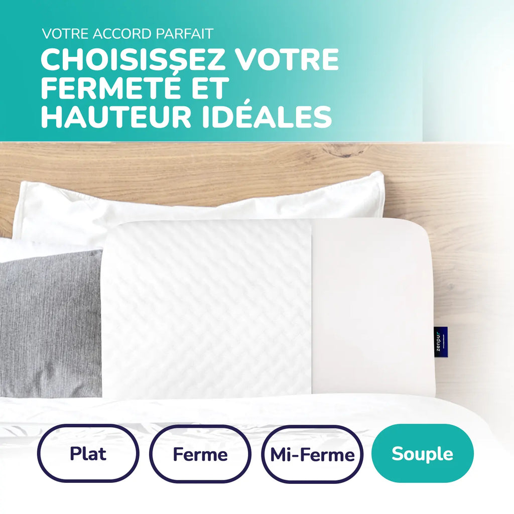 Oreiller ZenPur mémoire de forme moelleux pour une sensation douce et enveloppante
