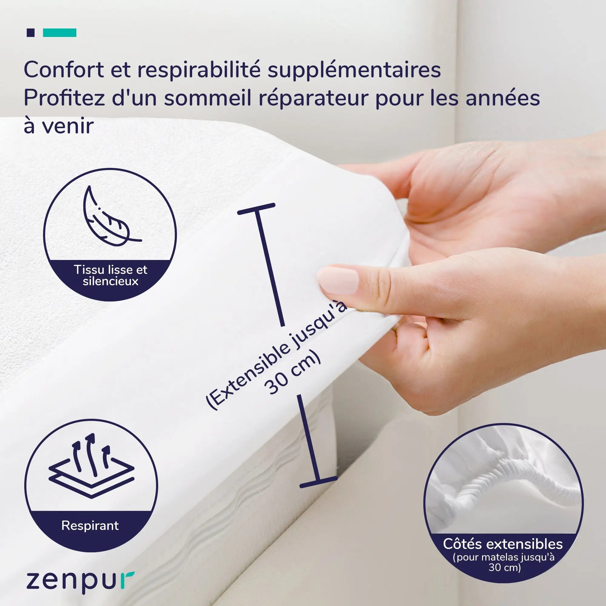 ZenPur: Protège-Matelas Imperméable et Respirant, Certifié Oeko-TEX ZenPur