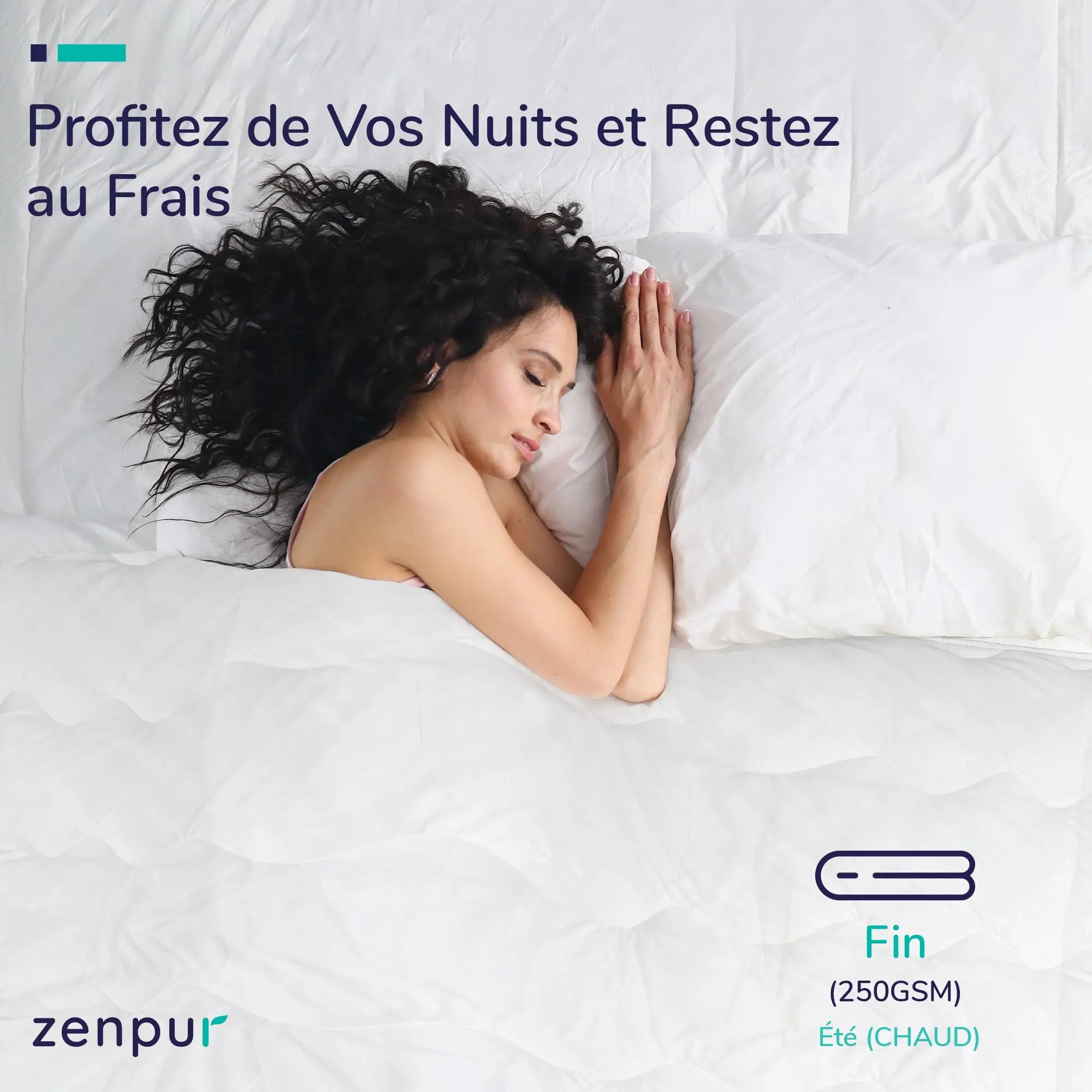 Couette Été Anti-Transpiration - Légère & Fraîche (200g/m²) Hypoallergénique Respirante ZenPur