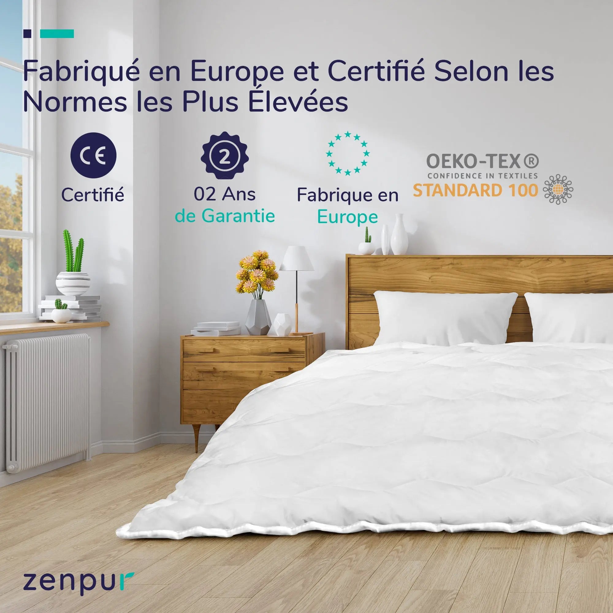 Couette Été Anti-Transpiration - Légère & Fraîche (200g/m²) Hypoallergénique Respirante ZenPur