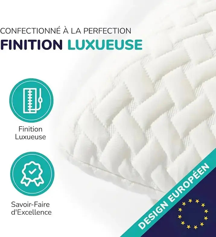 ZenPur Oreiller Cervical Mémoire de Forme 40x60 - Coussin Ergonomique Anti-Douleurs Cervicales - Mi-Ferme, Housse Bambou Premium, Certifié Oeko-TEX