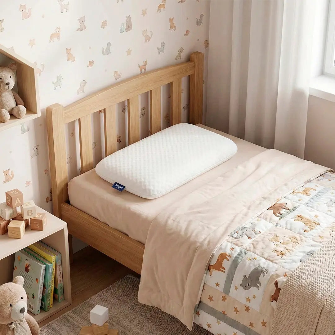 Oreiller Enfant "Plat" Ergonomique à Mémoire de Forme - 3 à 5 ans (40 x 60 cm) - ZenPur