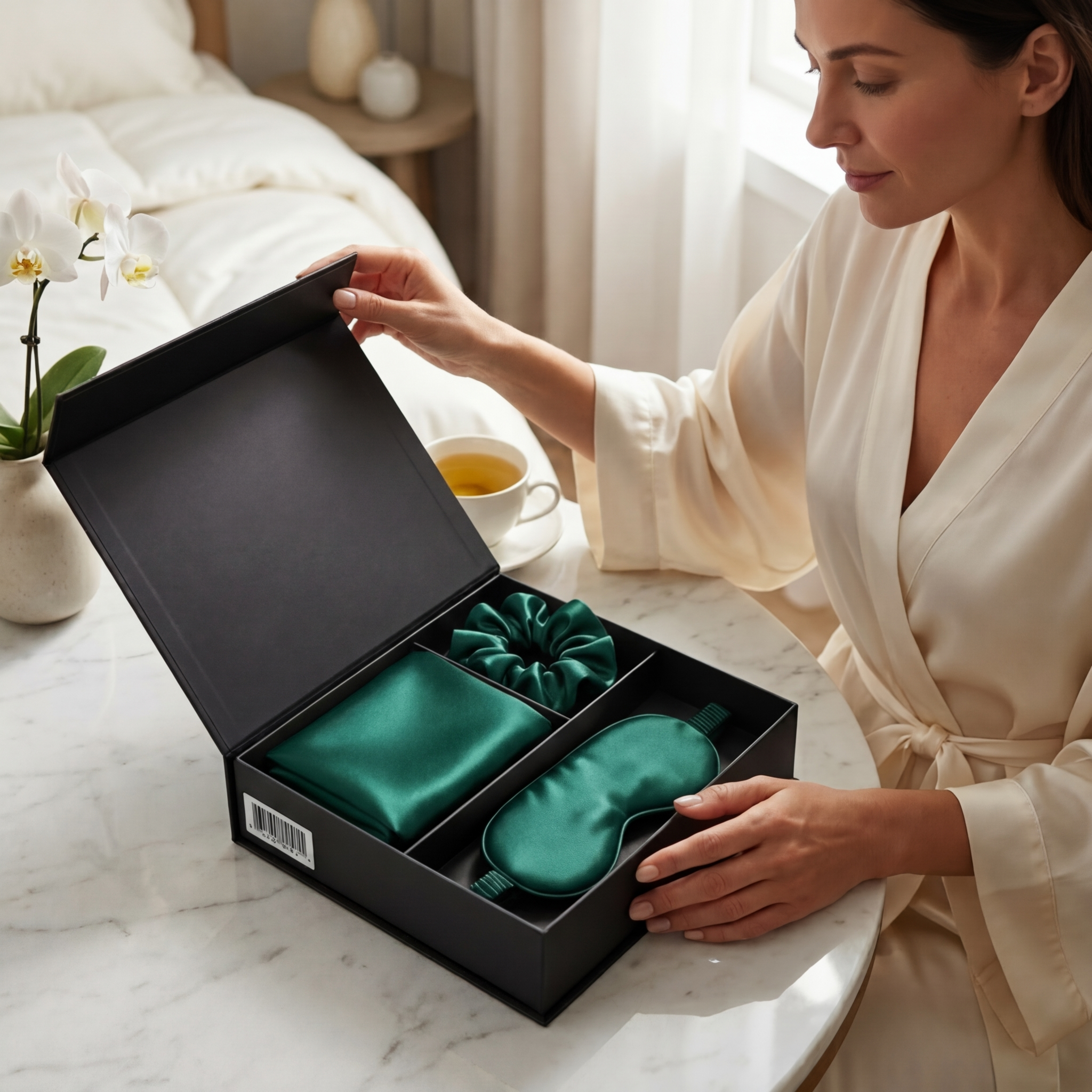 Coffret Cadeau en Soie - Taie d'Oreiller + Masque de Nuit + Chouchou - 100% Soie de Mûrier 22 Momme ZenPur