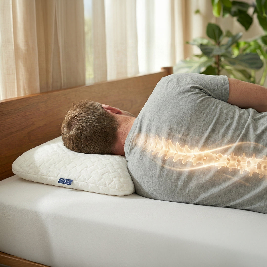 Oreiller Cervical Ergonomique à mémoire de forme "PLAT" Anti-Acariens - 40 x 60 cm