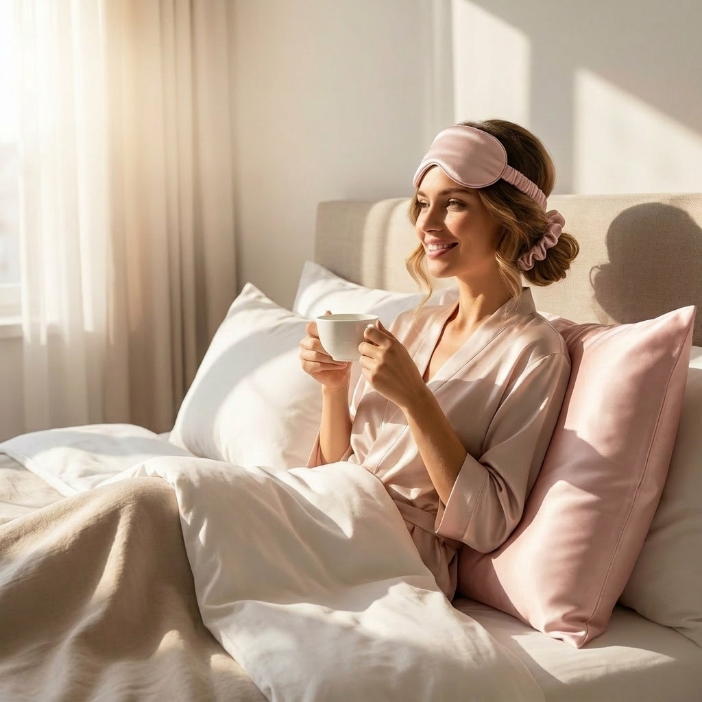 ZenPur Coffret Cadeau en Soie — Taie d'Oreiller + Masque de Nuit + Chouchou | 100% Soie de Mûrier 22 Momme ZenPur