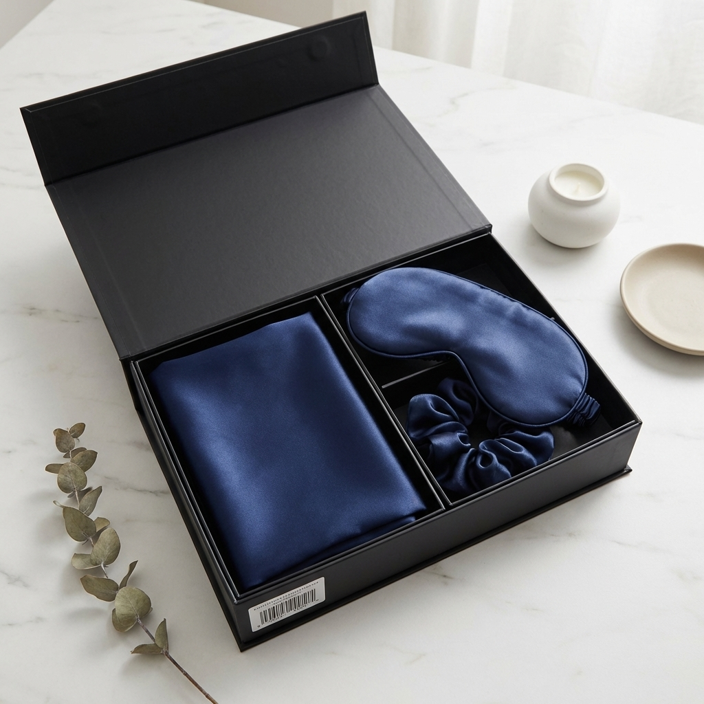 Coffret Cadeau en Soie - Taie d'Oreiller + Masque de Nuit + Chouchou - 100% Soie de Mûrier 22 Momme ZenPur