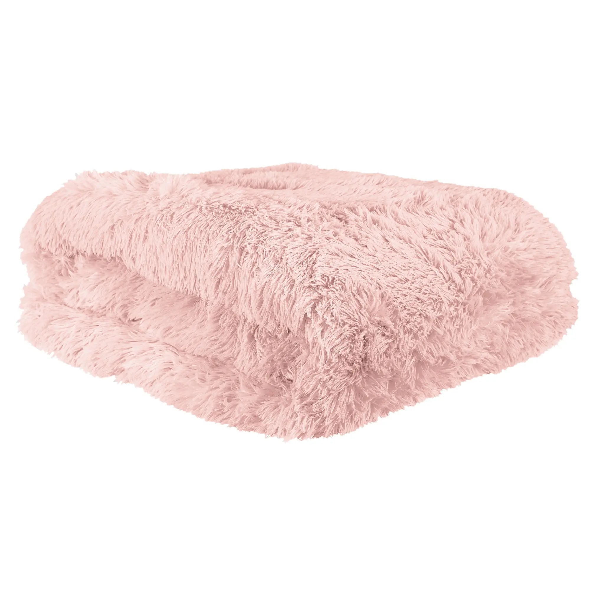 Couvre-lit en Peluche à Poils Longs Rose Zenpur