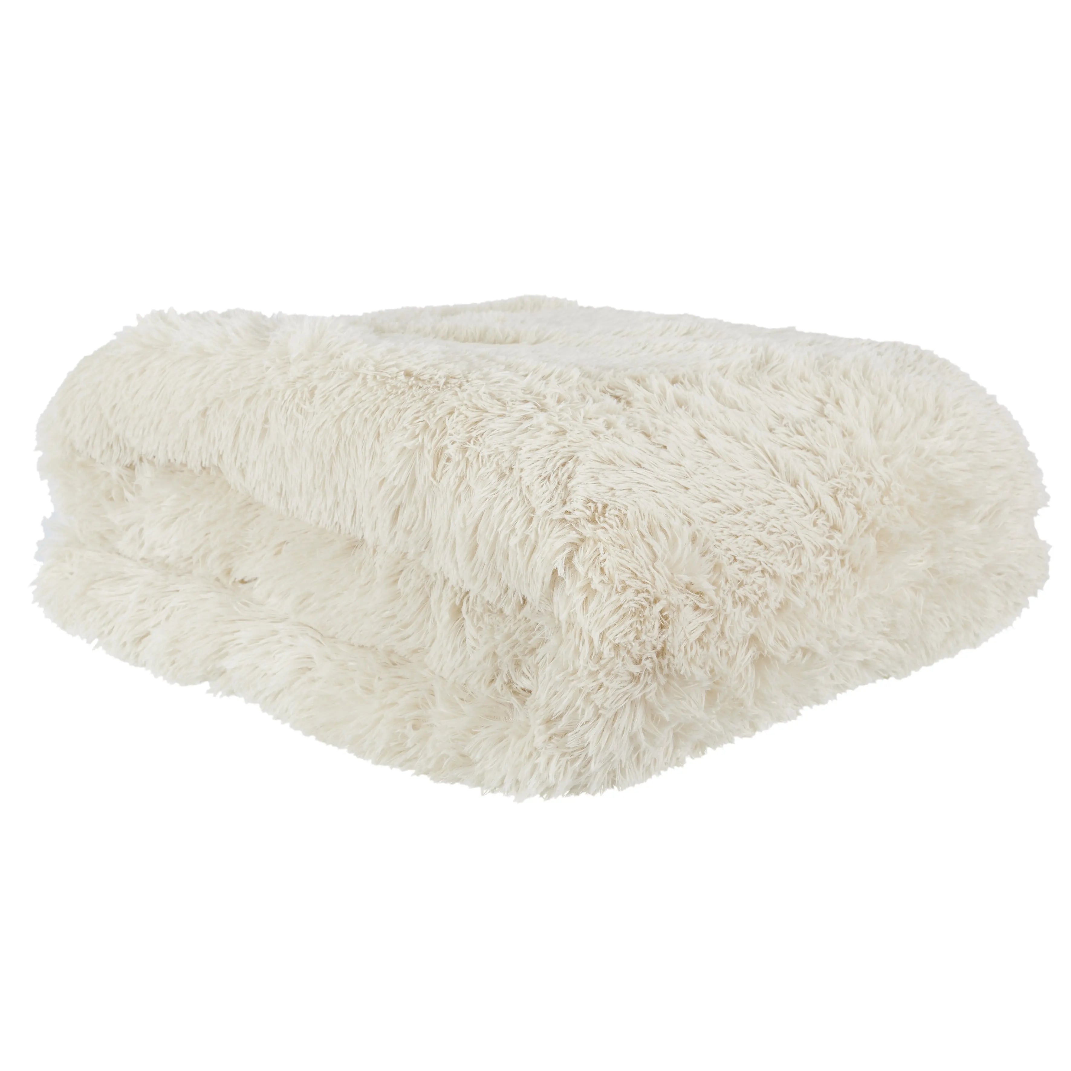 Couvre Lit Poils Longs Beige 220X240Cm Zenpur