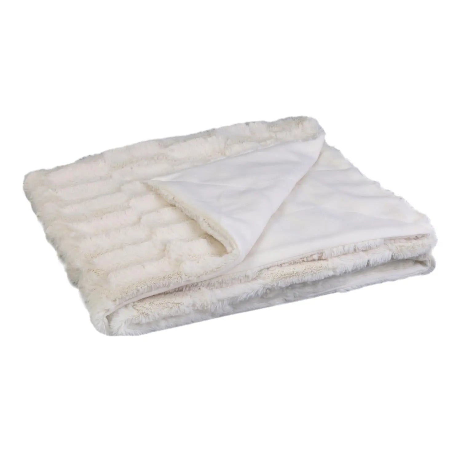 Plaid Blanc Luxueux en Imitation Fourrure avec Anse Zenpur