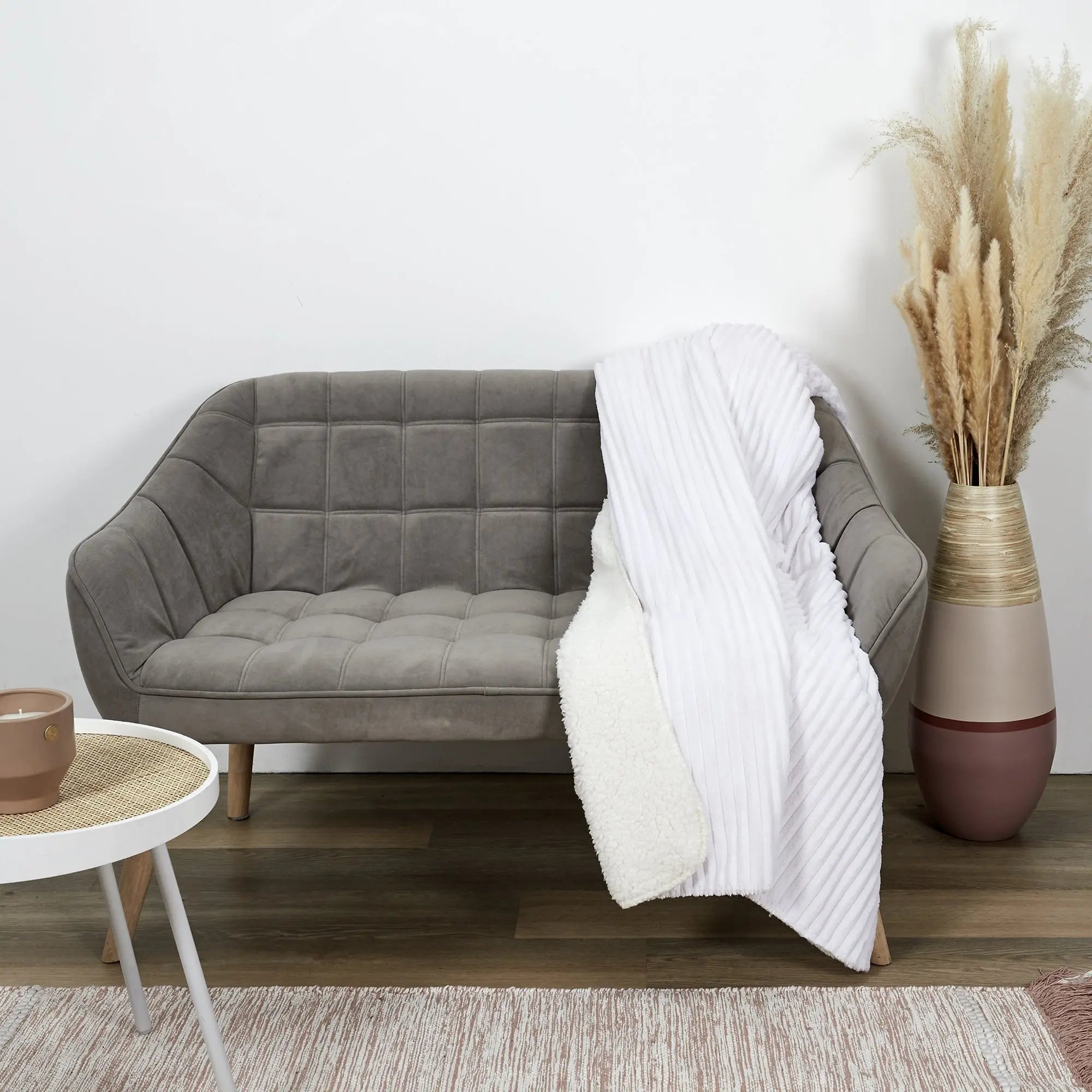 Plaid en Flanelle Côtelé et Sherpa Écru Zenpur