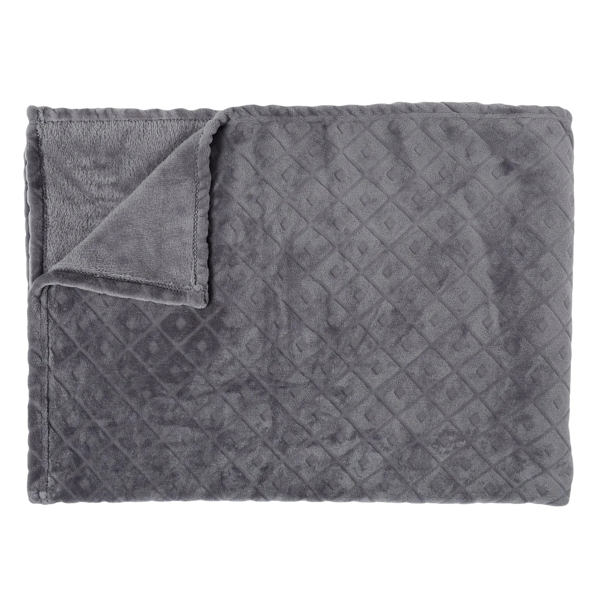 Plaid Embosse Gris 140X200Cm Zenpur